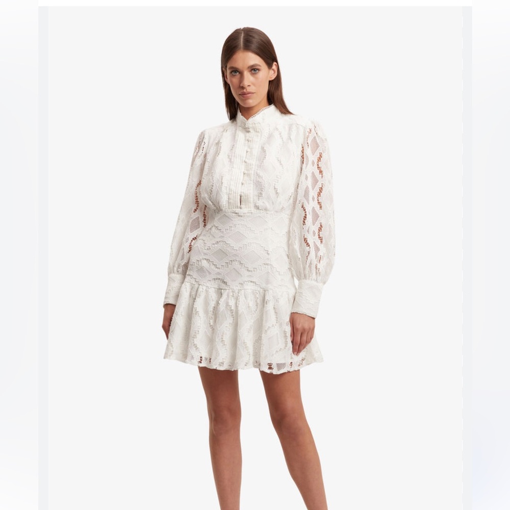 Bardot White Long Sleeve Lace Dress